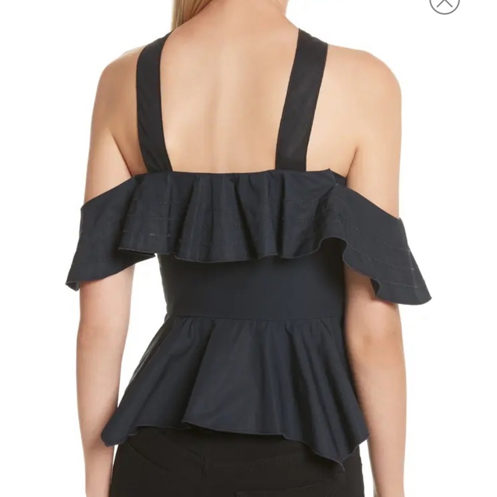 Derek Lam 10 Crosby Off-the-shoulder Halter Ruffled Top In Black Size 10 - Picture 2 of 10